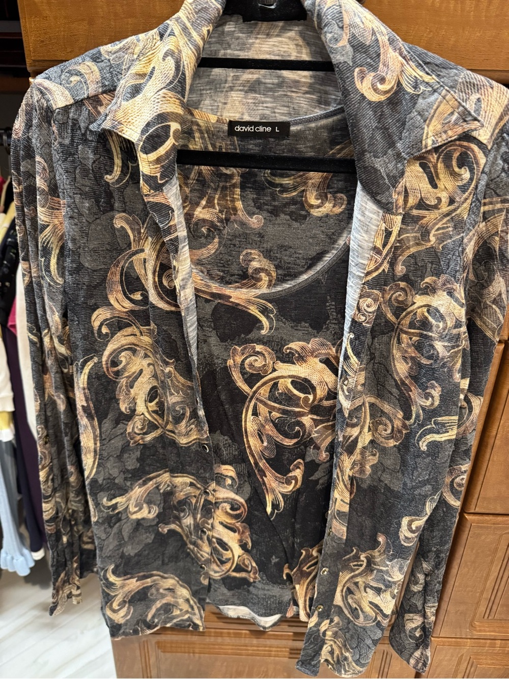 David Cline Black & Gold Patterned Jacket and matching tank